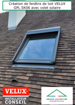 création de fenêtre de toit velux gpl sk06 avec volet solaire crespiÈres 78121 mÉance couverture