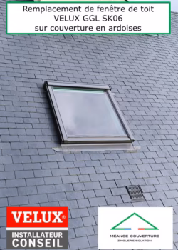 remplacement de fenêtre de toit velux ggl sk06 sur couverture en ardoise feucherolles 78810 mÉance couverture
